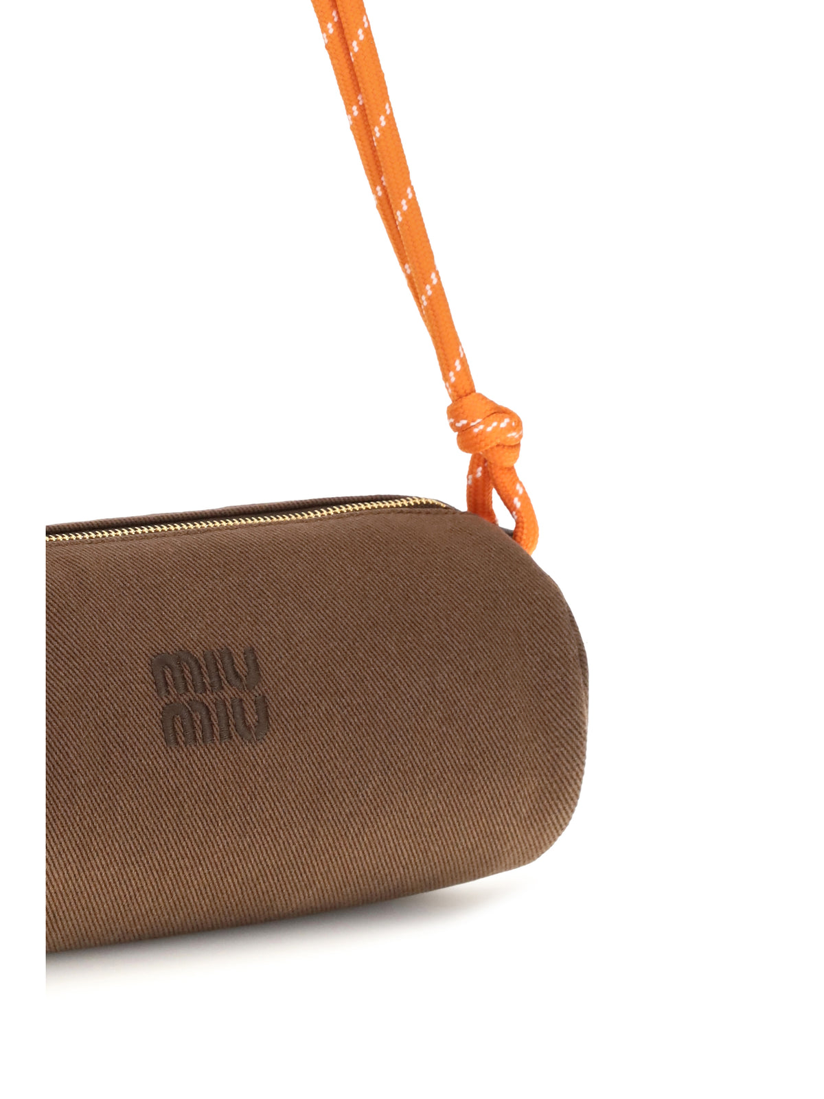 Miu Miu Embroidered logo Shoulder Bag - Cacao+Arancio
