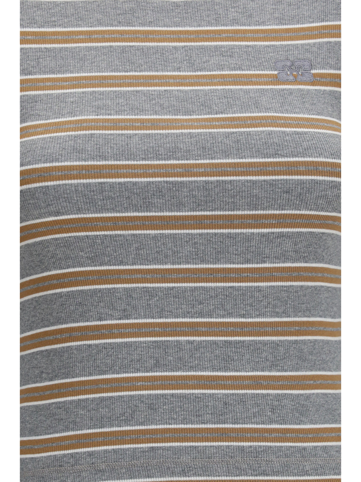 Ganni Double-sleeve striped cotton T-shirt - Strong Blue