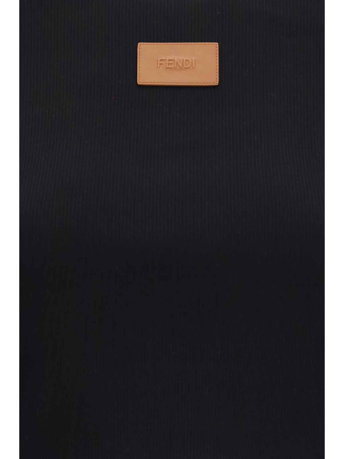 Fendi Cropped ribbed cotton T-shirt - Black