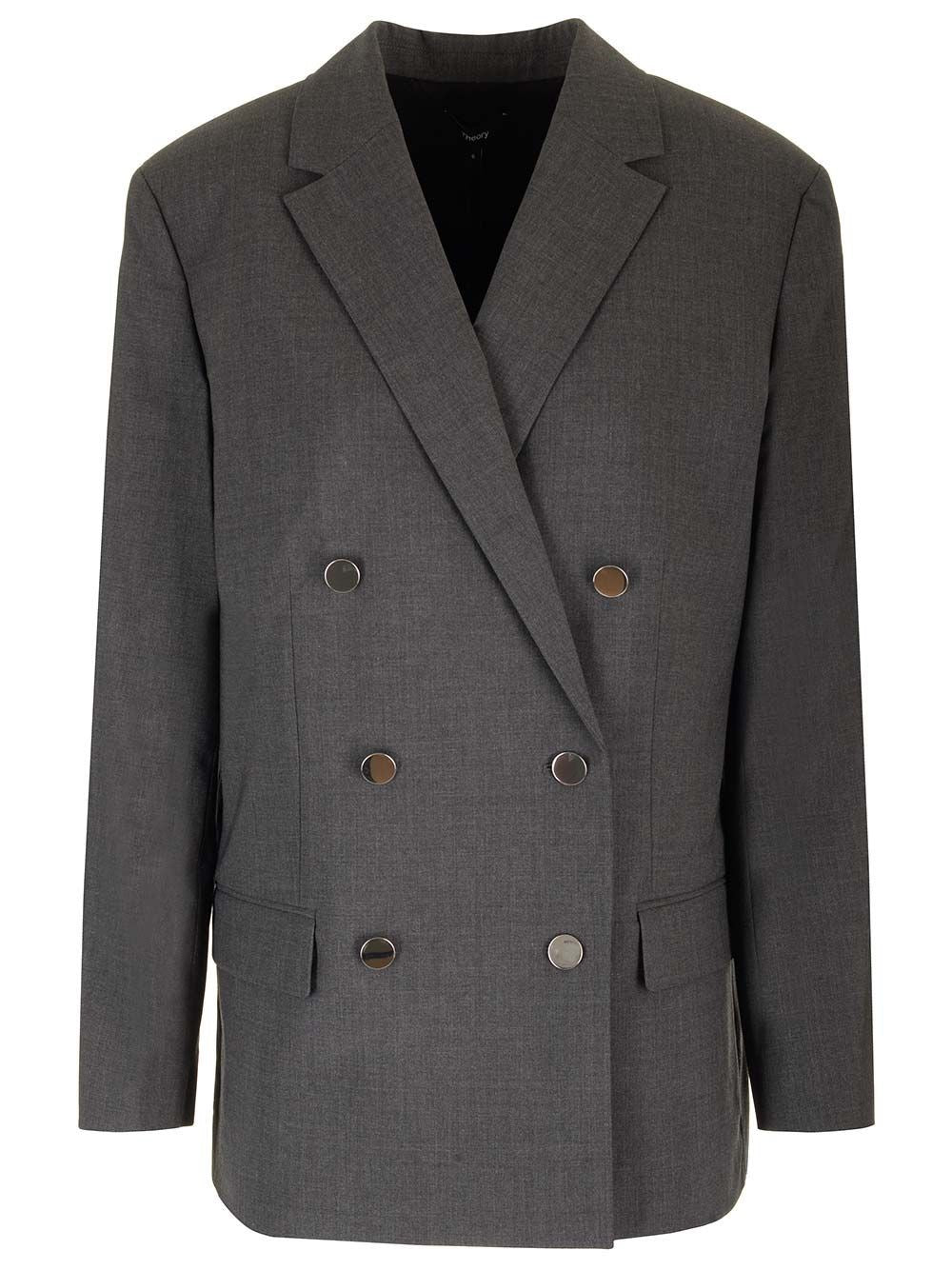 Theory Double Breasted Blazer - Grey