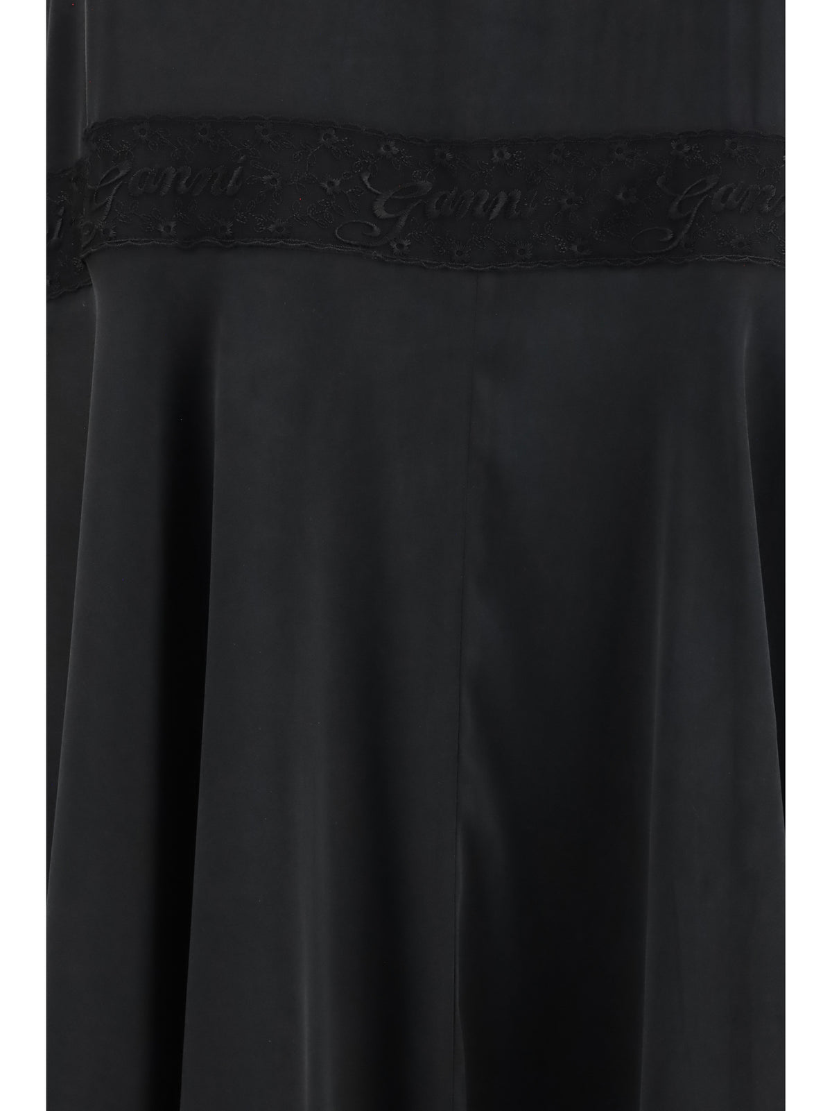 Ganni Silk maxi Dress with lace details - Black