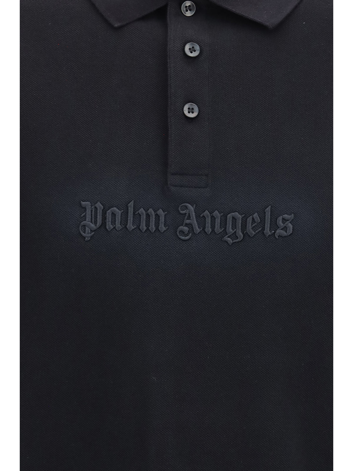 Palm Angels Cotton Polo with embroidered logo - Black-Grey