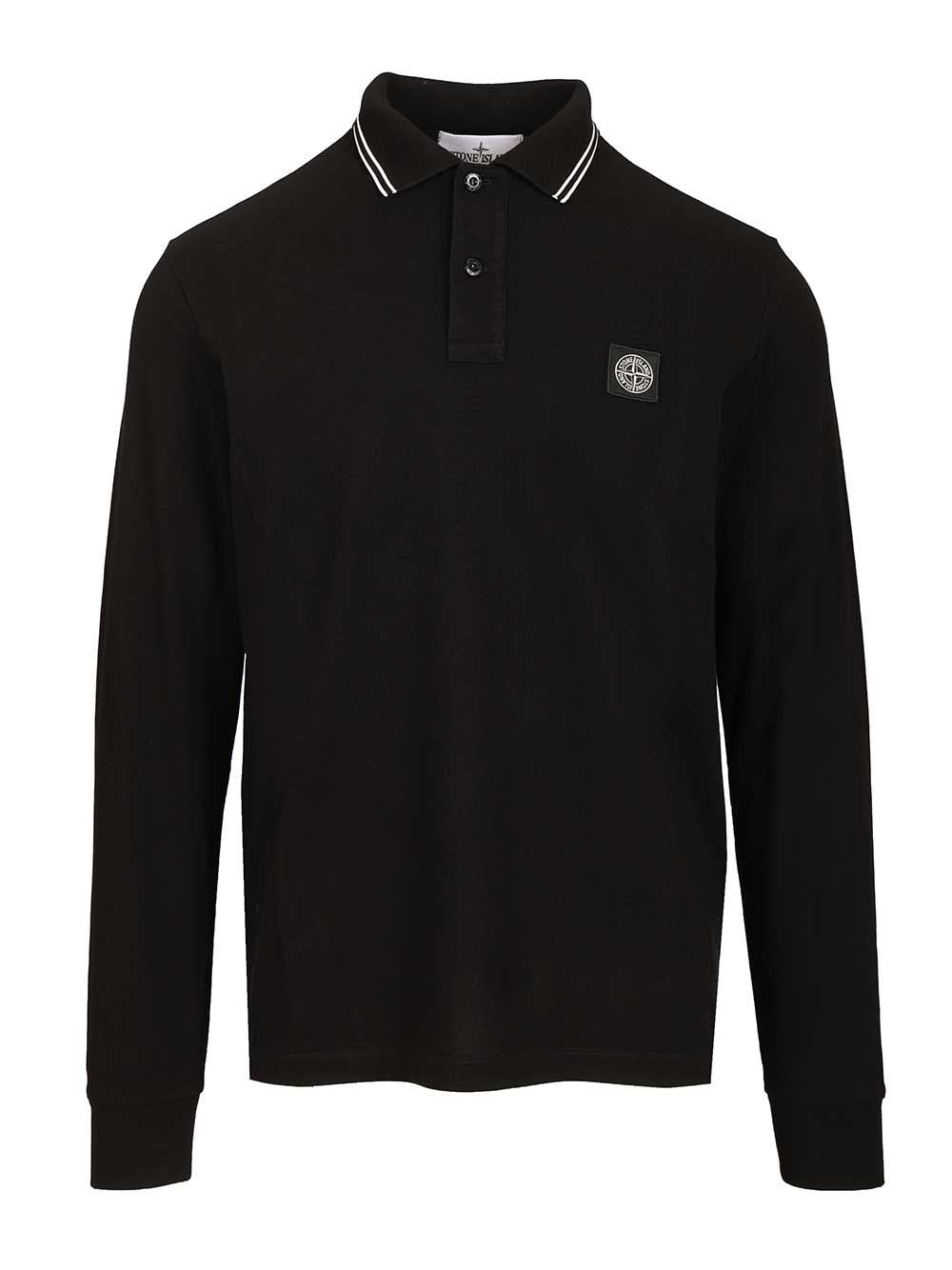 Stone Island Long Sleeve Polo - Black