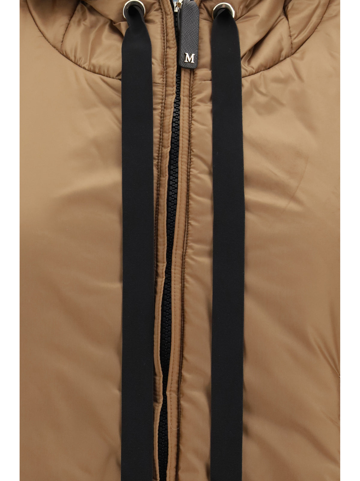 Max Mara The Cube Hooded padded Vest in water repellent canvas - Caramel