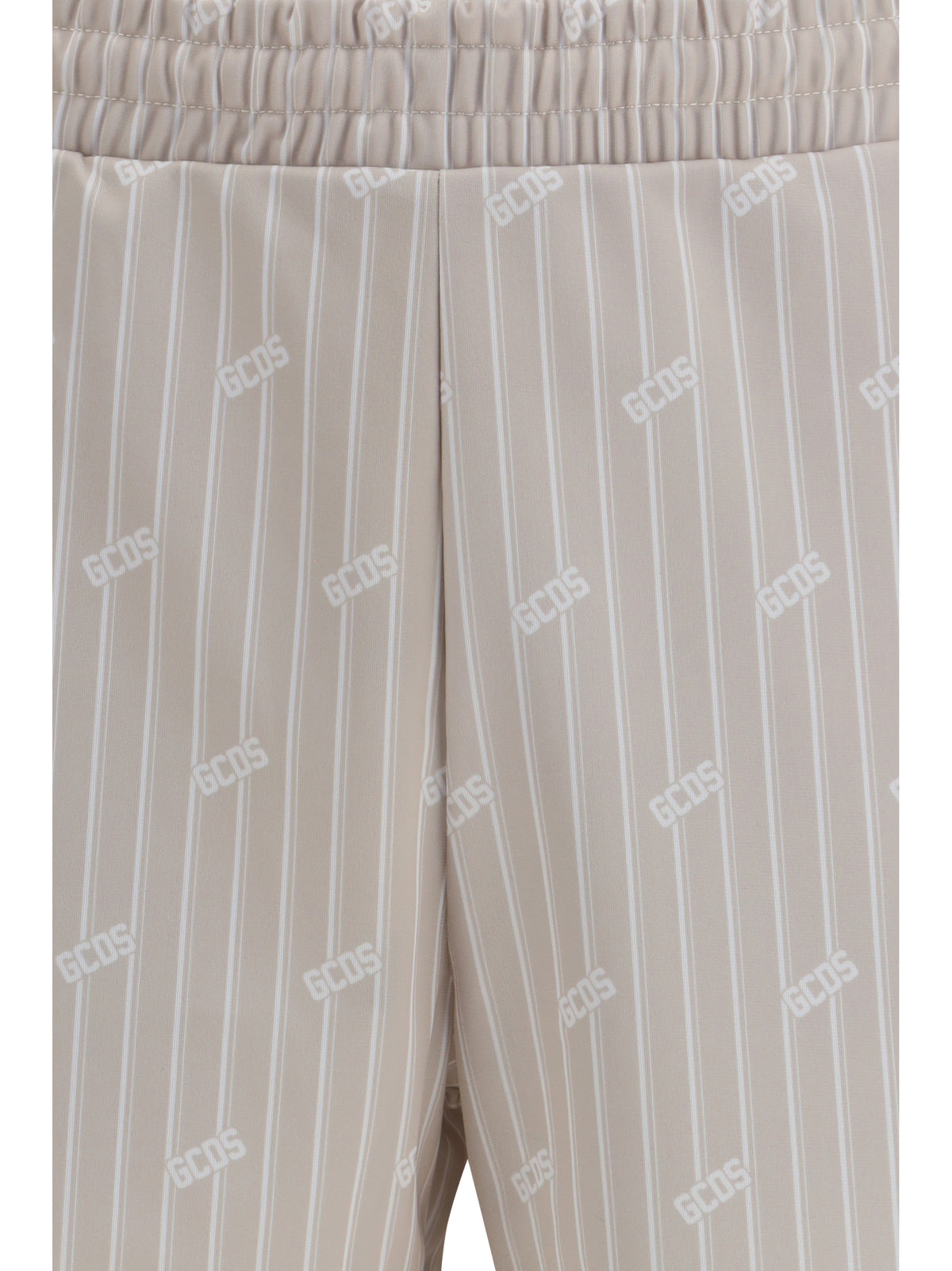 GCDS All-over logo pinstripe Shorts - Sandshell/Bone
