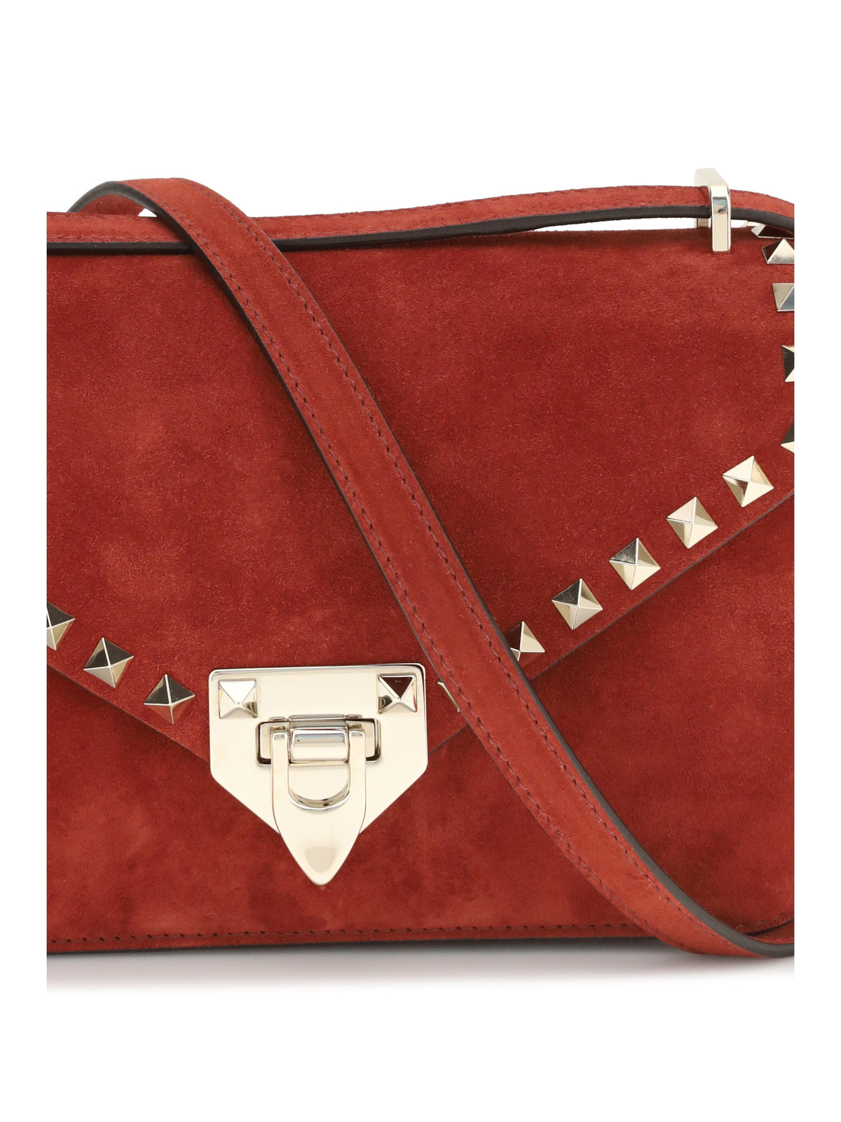 Valentino Garavani Rockstud mini suede Shoulder Bag - Russet Red