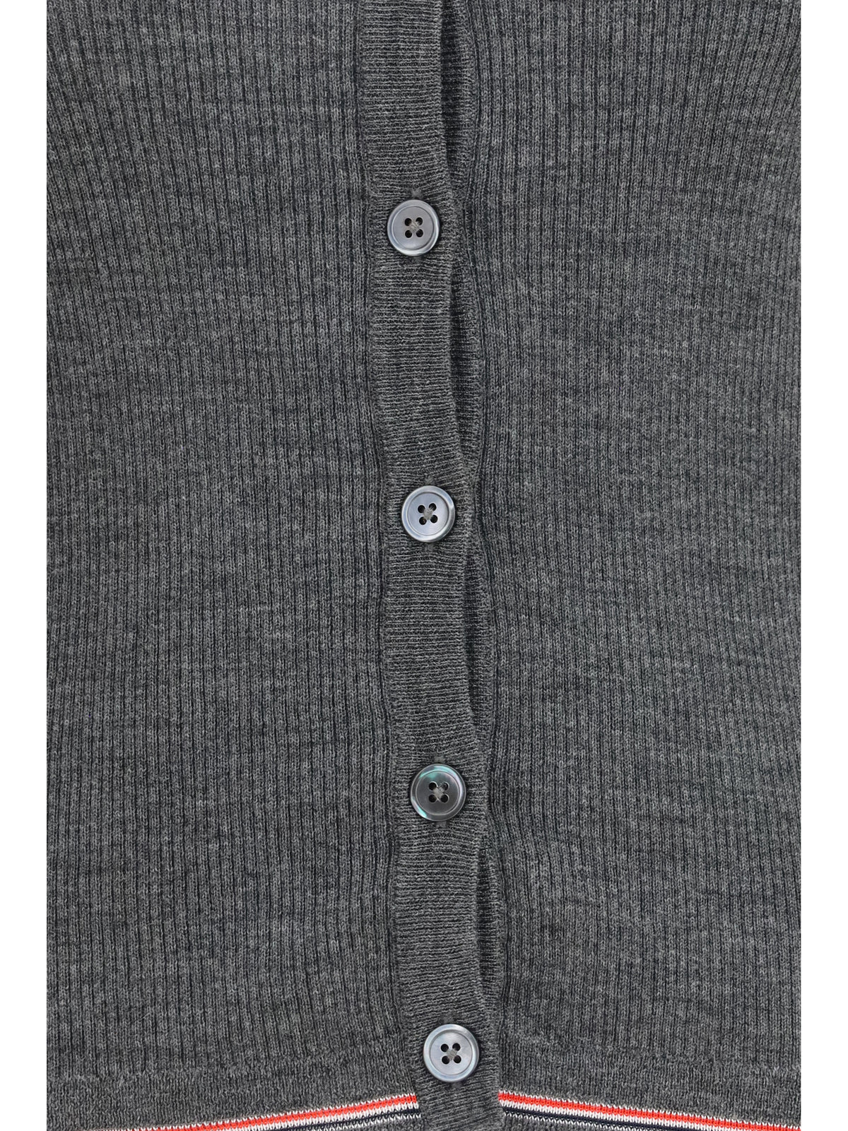 Thom Browne Ribbed merino wool Cardigan - Med Grey