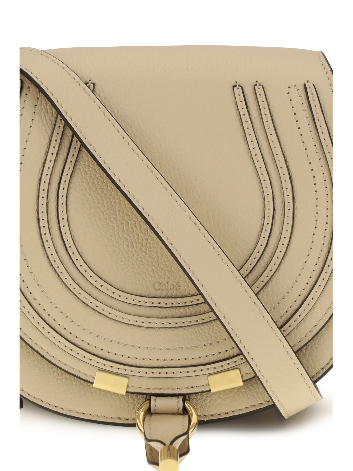 Chloé Small Marcie leather Shoulder Bag - Petal Beige
