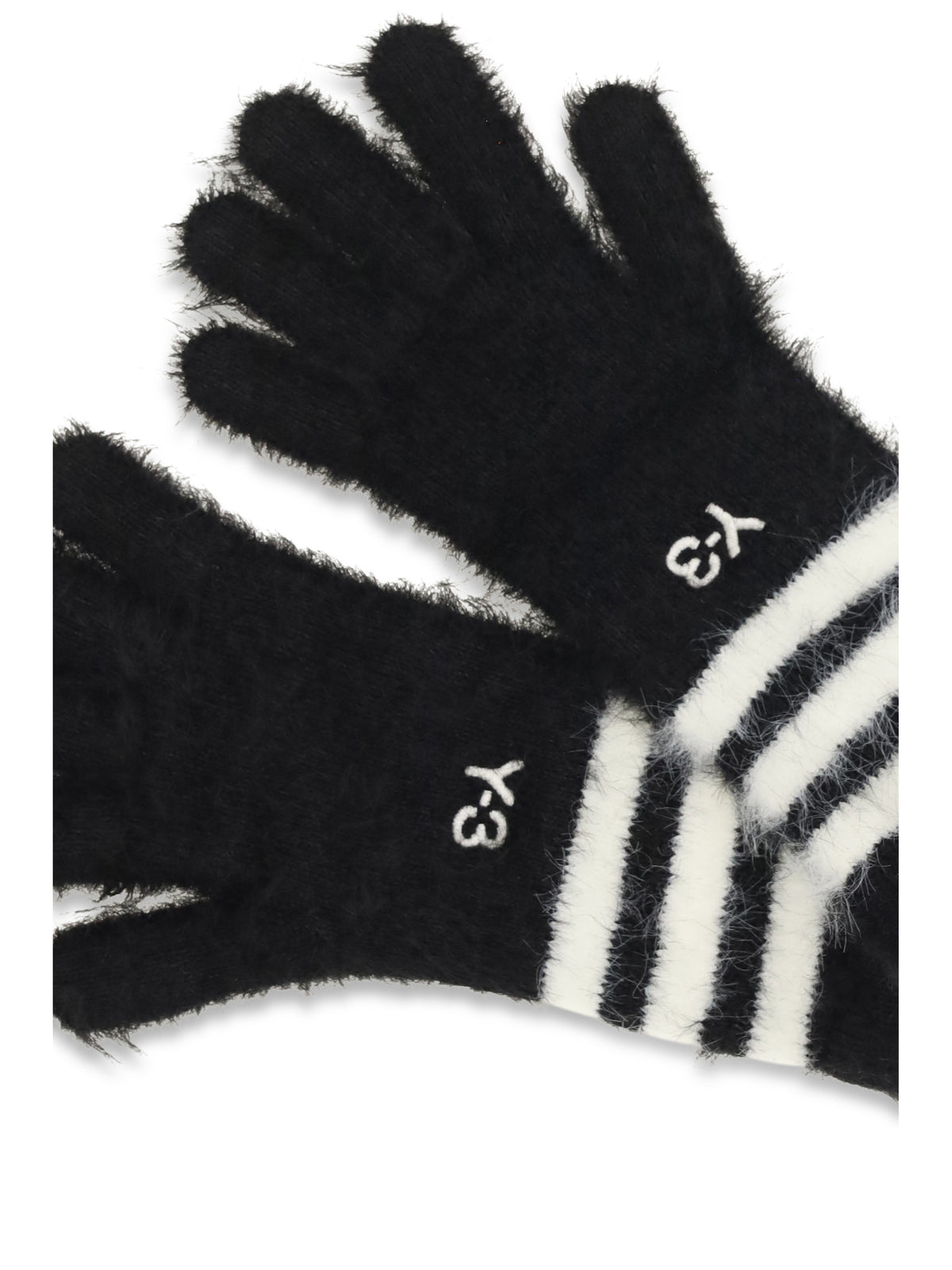 Y-3 Stripes knit Gloves - Black