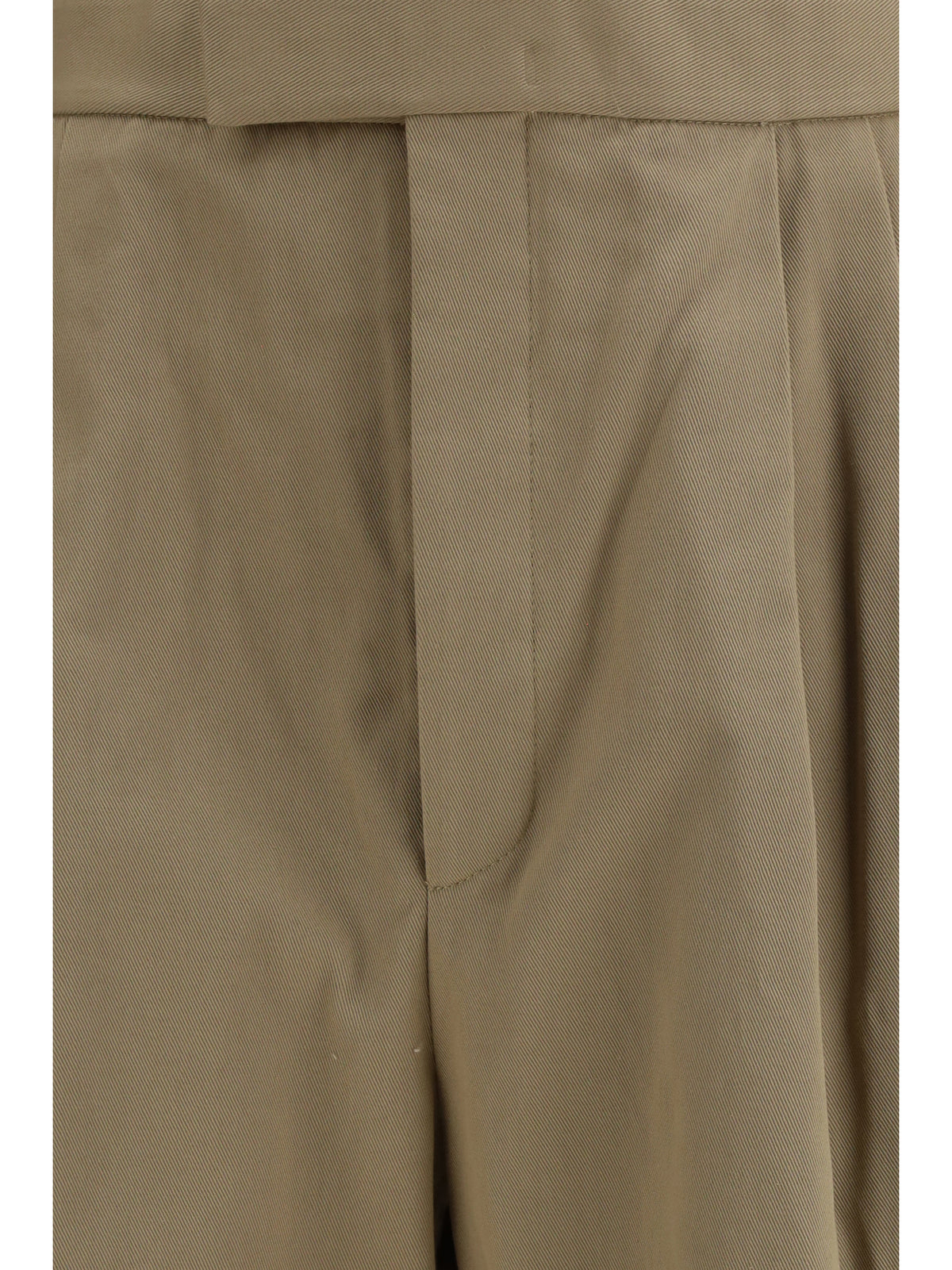 Thom Browne Cotton gabardine Pants with double pleats - Khaki