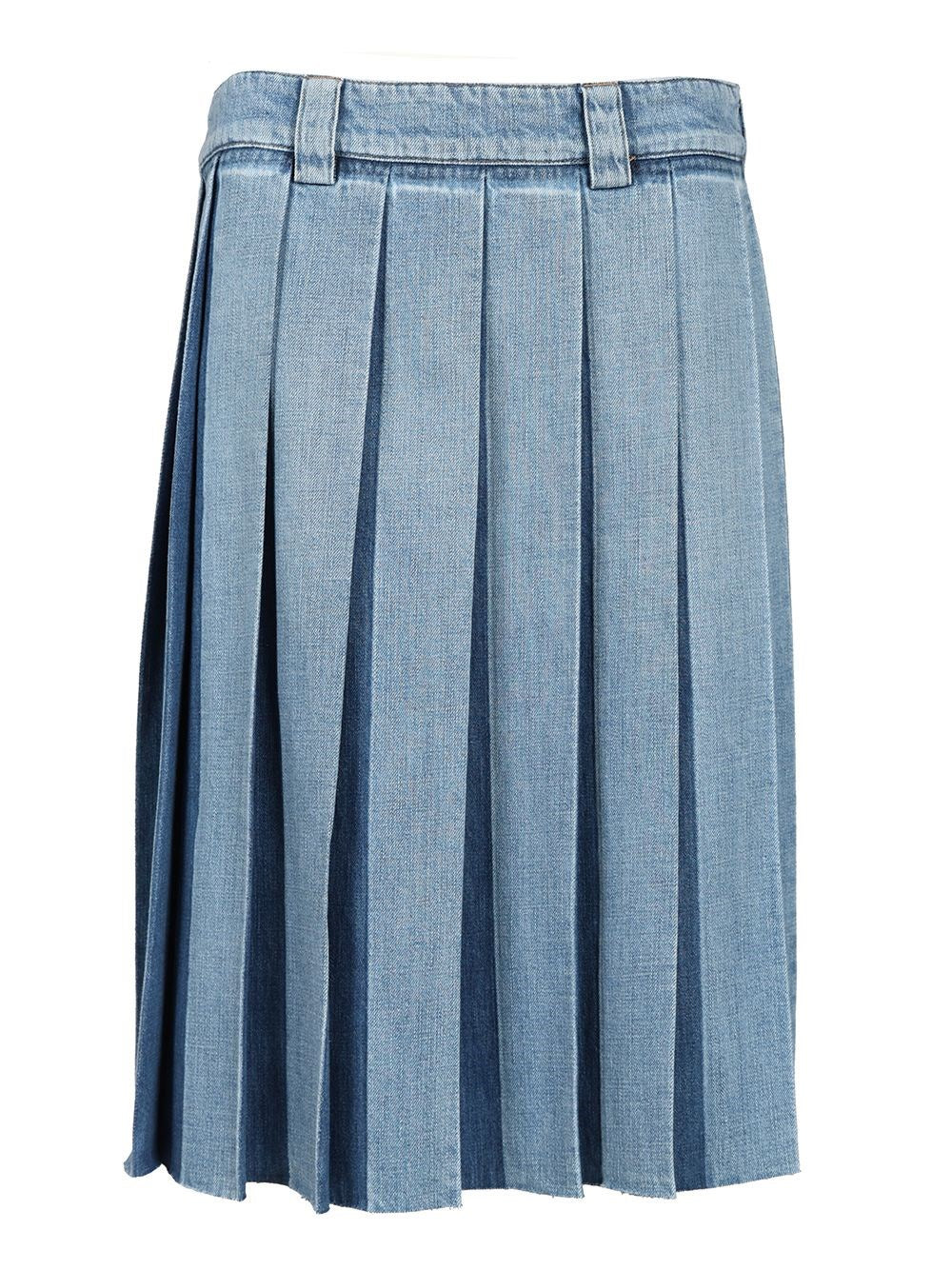 Miu Miu Pleated Denim Skirt - Sky Blue