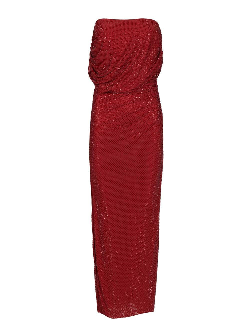 Self-Portrait Draped Midi Dress - Bordeaux