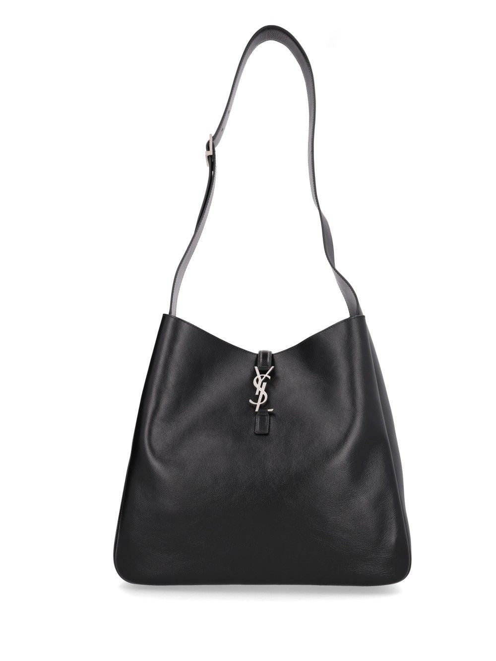Saint Laurent Le 5 À 7 Hobo Maxi Bag In Hammered Leather - Black