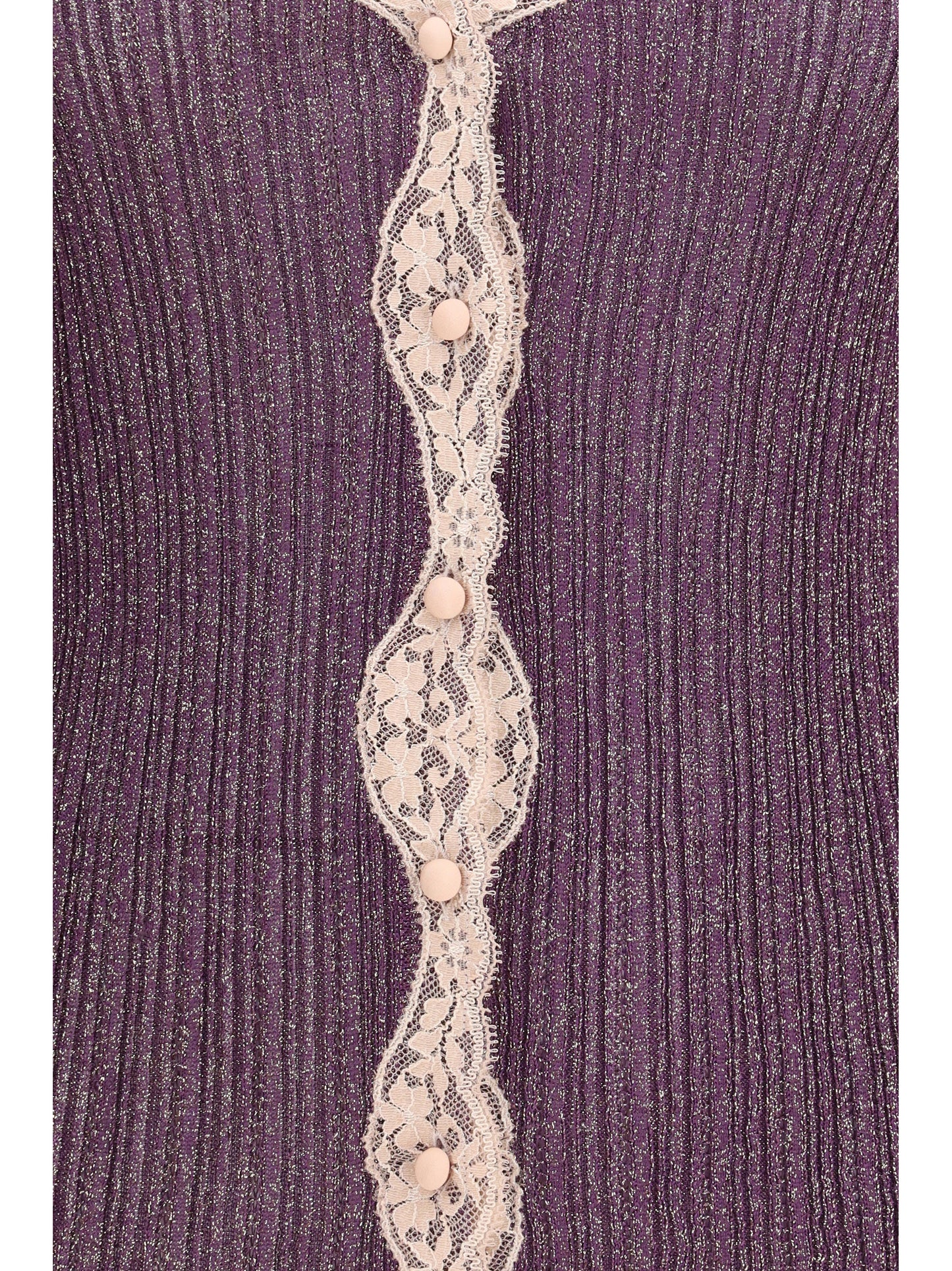 VALENTINO Lurex knit Cardigan with lace