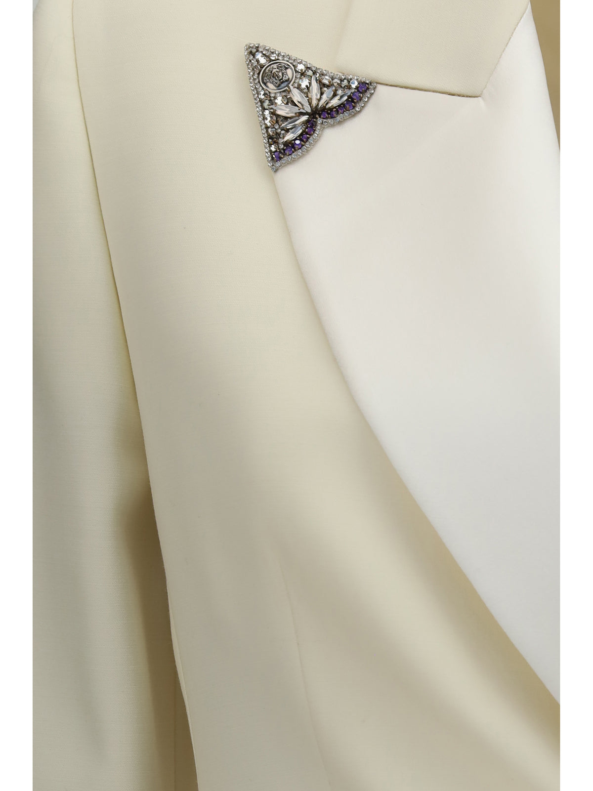 Versace Stretch wool Blazer with embroidered lapels - White