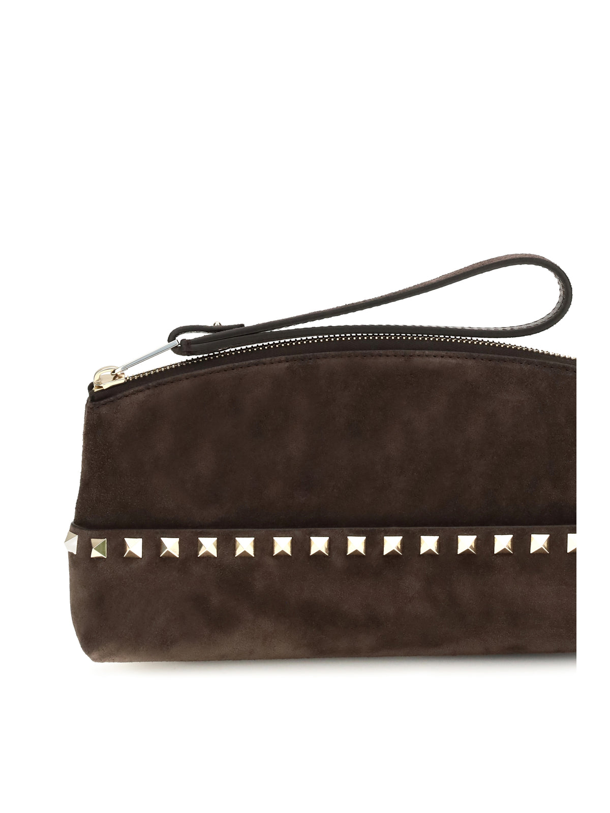 Valentino Garavani Rockstud suede Pouch - Ebony Brown