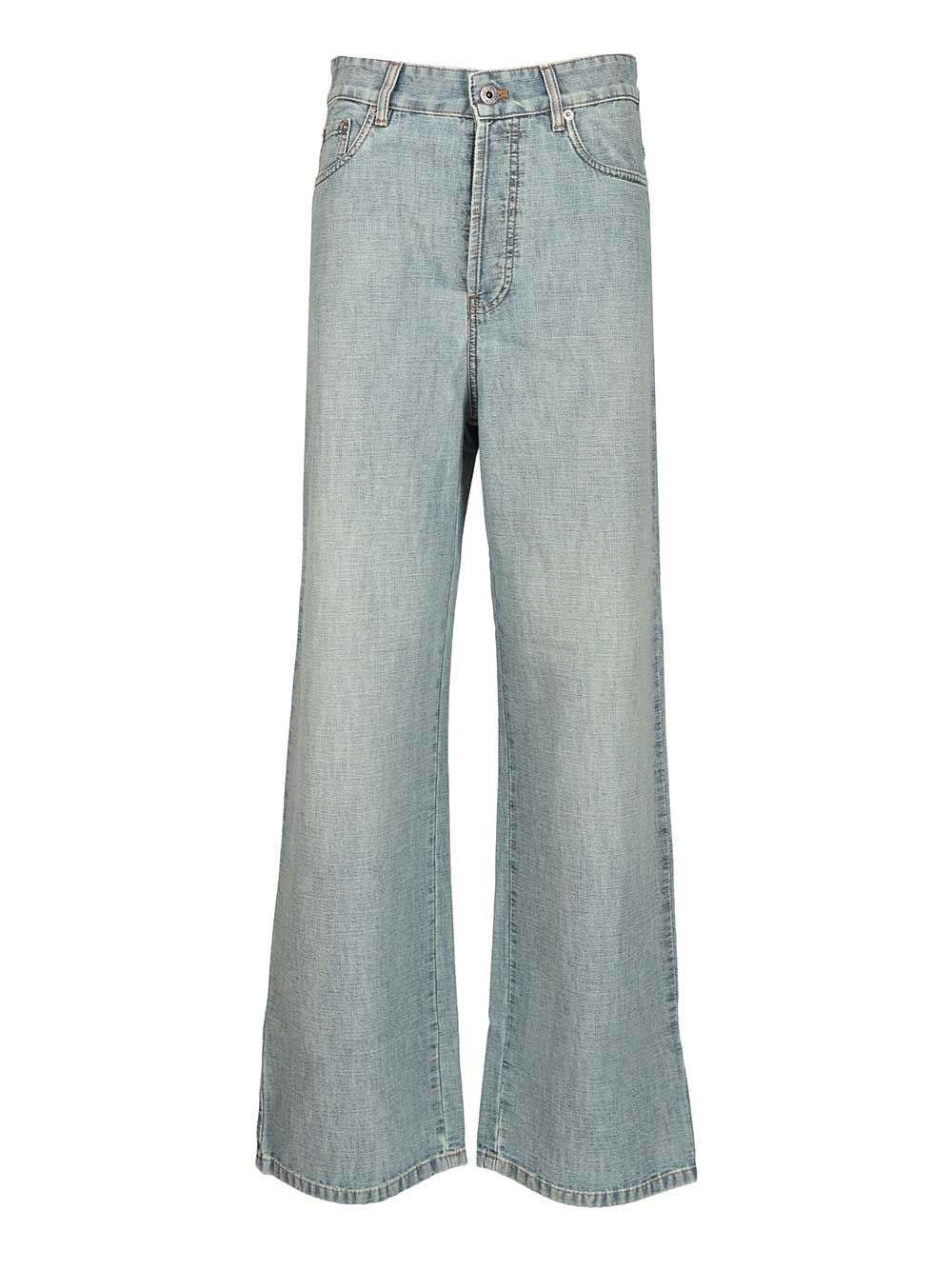 Miu Miu Chambray Denim Trousers - Sky Blue