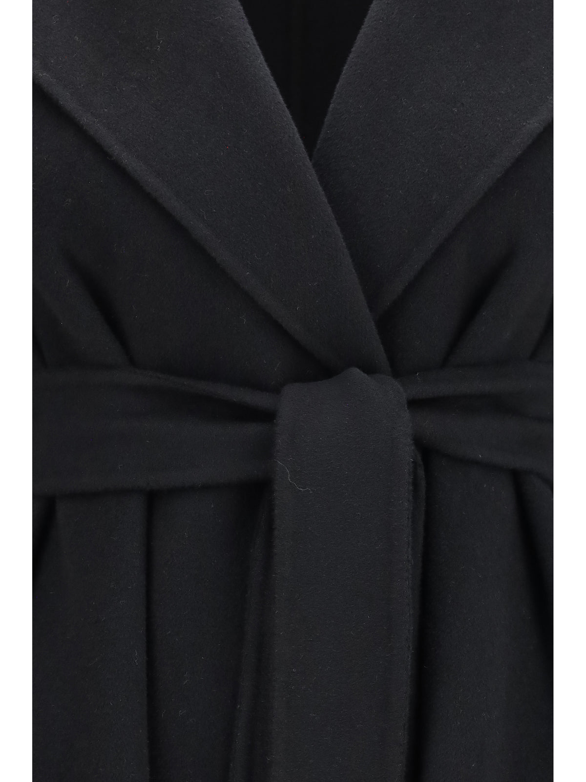 Max Mara Studio Long robe Coat in wool, cashmere and silk - Black
