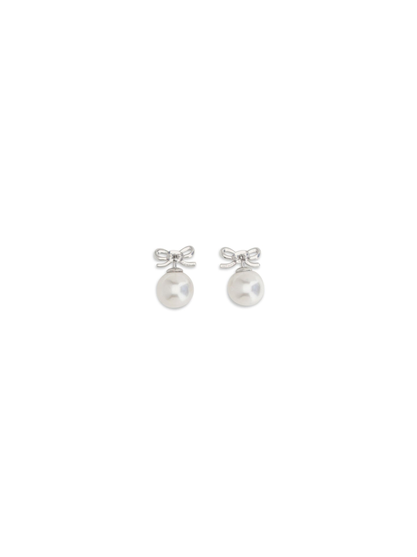 Self-Portrait Crystal bow Earrings with pearl - Silver