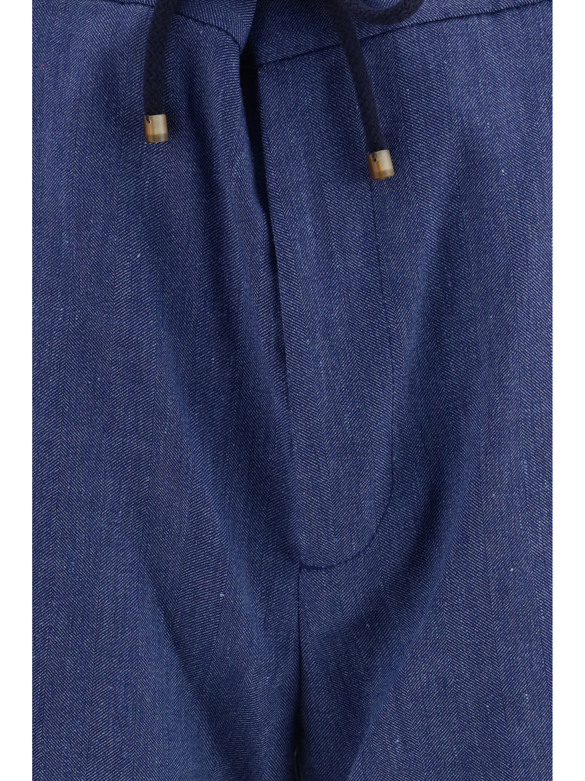 Brunello Cucinelli Linen and virgin wool chevron Bermuda Shorts - Denim
