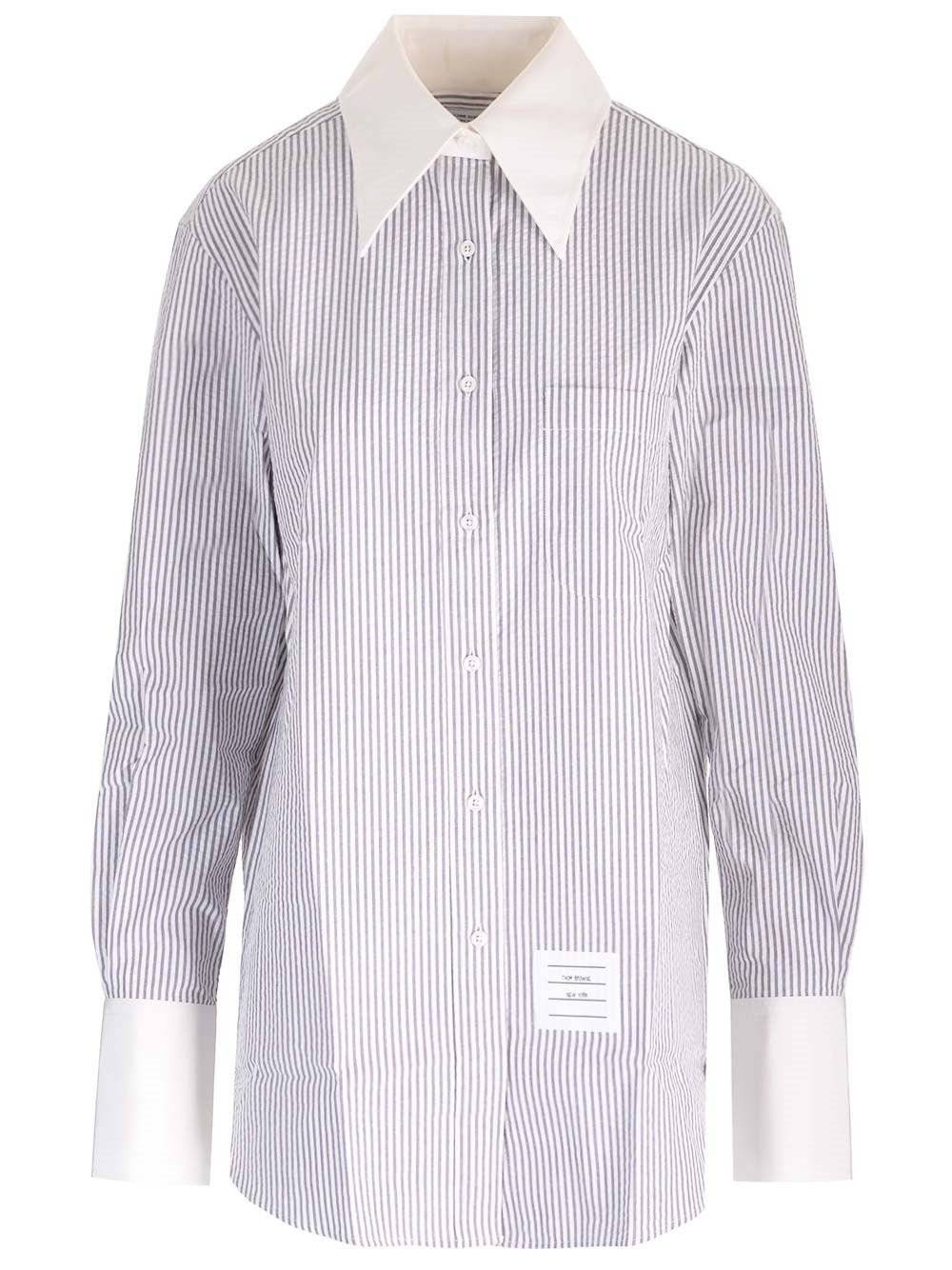Thom Browne Easy Fit Striped Shirt - Grey