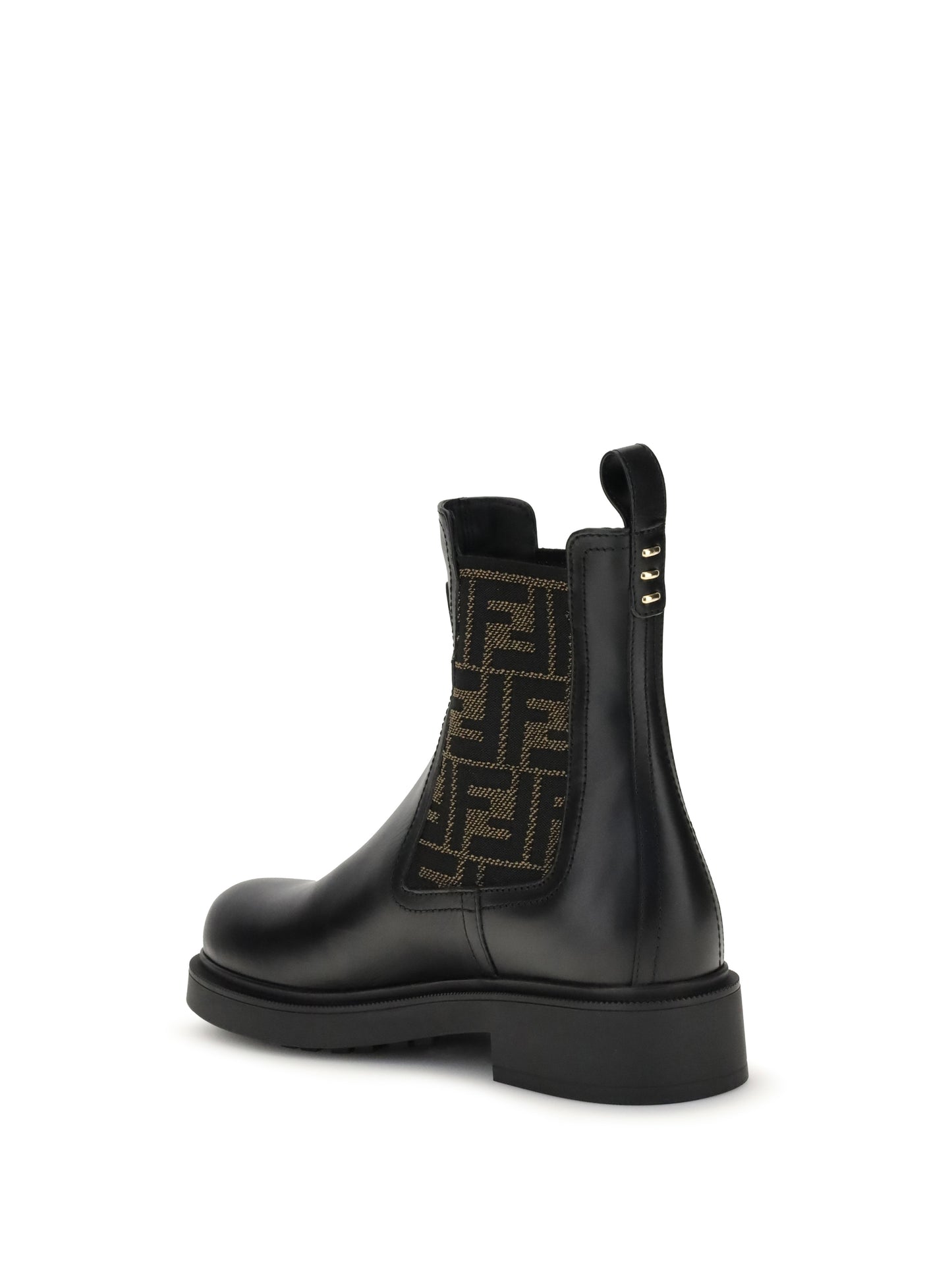 FENDI FF leather and fabric Ankle Boots