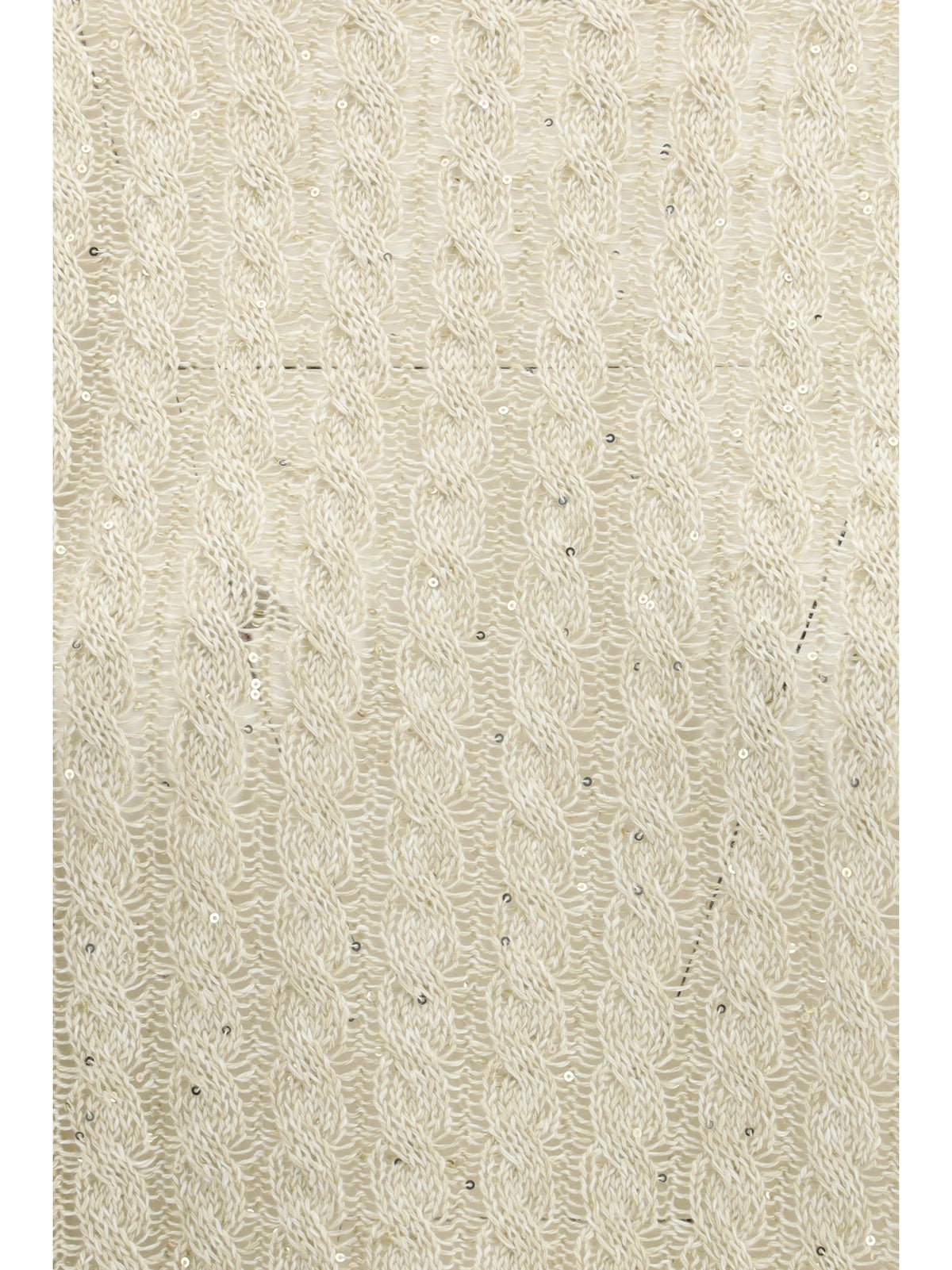 Brunello Cucinelli Dazzling Cable linen Sweater with openwork ribbing - Beige