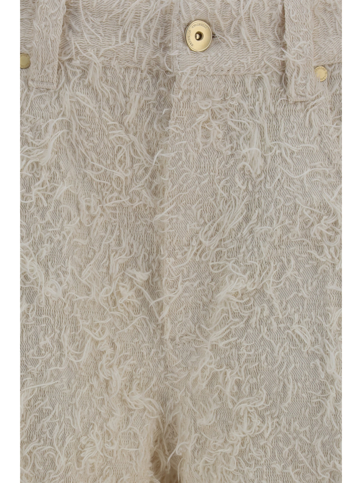 Brunello Cucinelli Square-leg dyed furry Pants with monili - Ecru'
