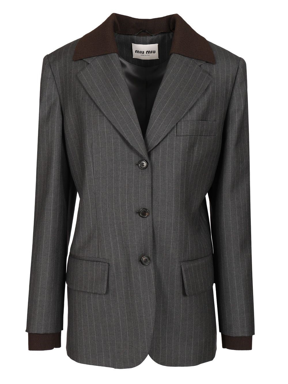 Miu Miu Pinstripe Blazer - Grey