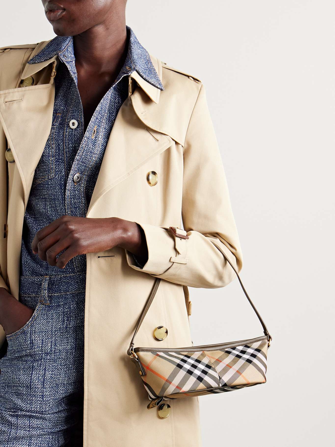 Burberry checked cotton-twill shoulder bag