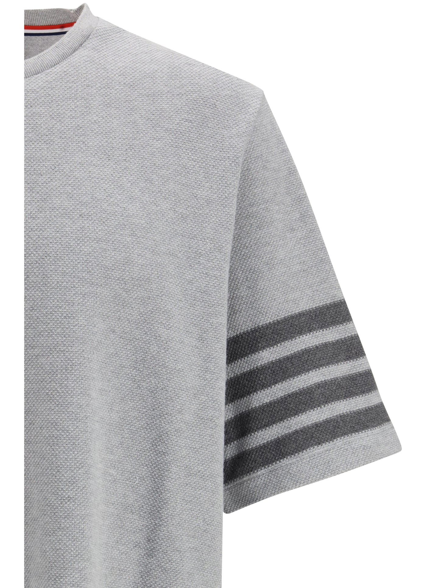Thom Browne Textured cotton piqué T-shirt - Pale Grey