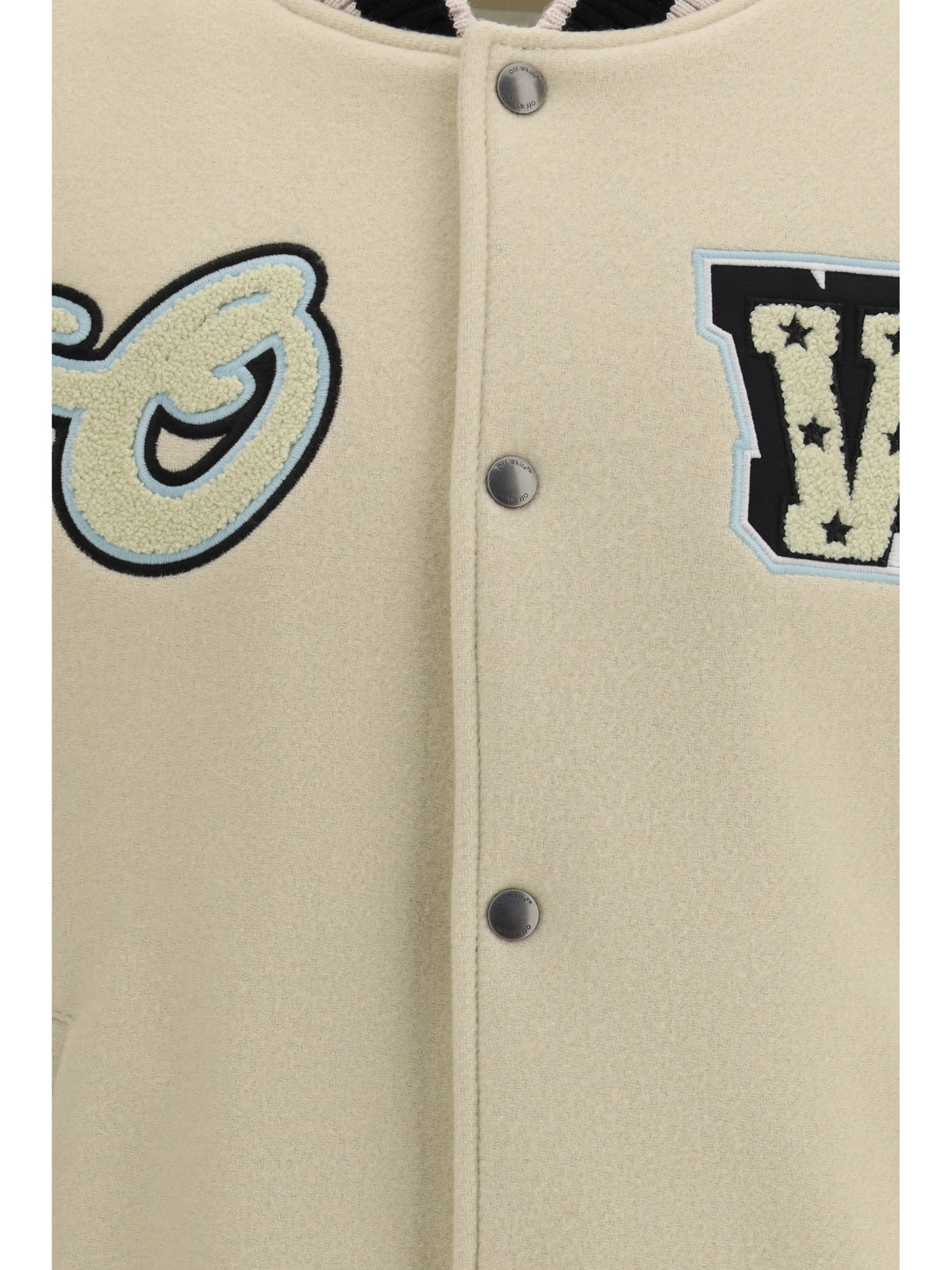 Off-White Varsity Star Logo Jacket - Cream