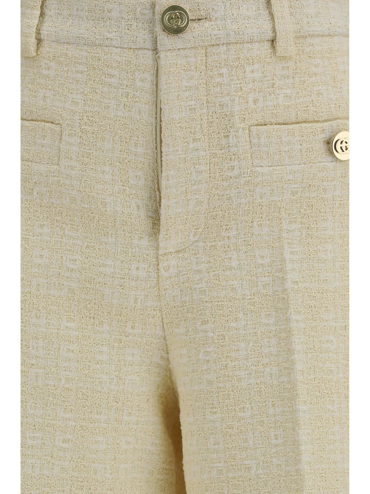 Gucci Cotton tweed check Pants - Beige/White