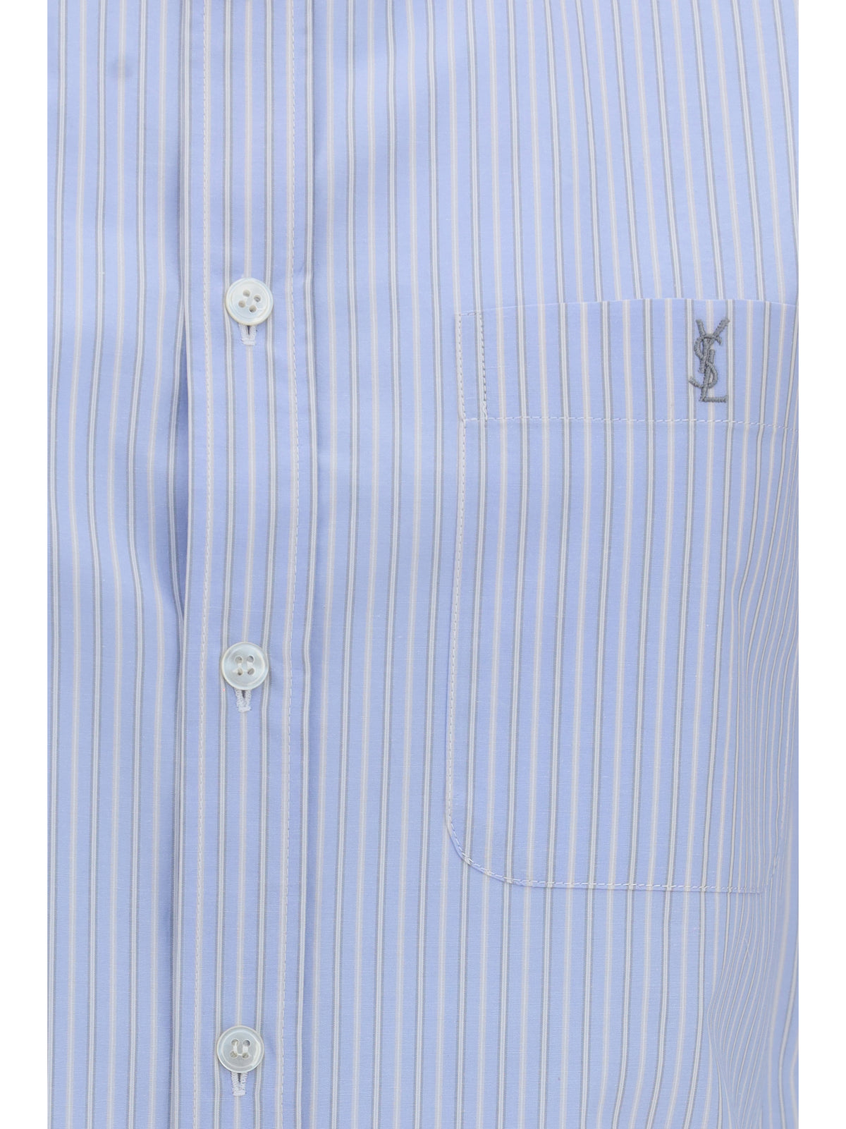 Saint Laurent Cassandre Striped Poplin Shirt - Bleu/Gris