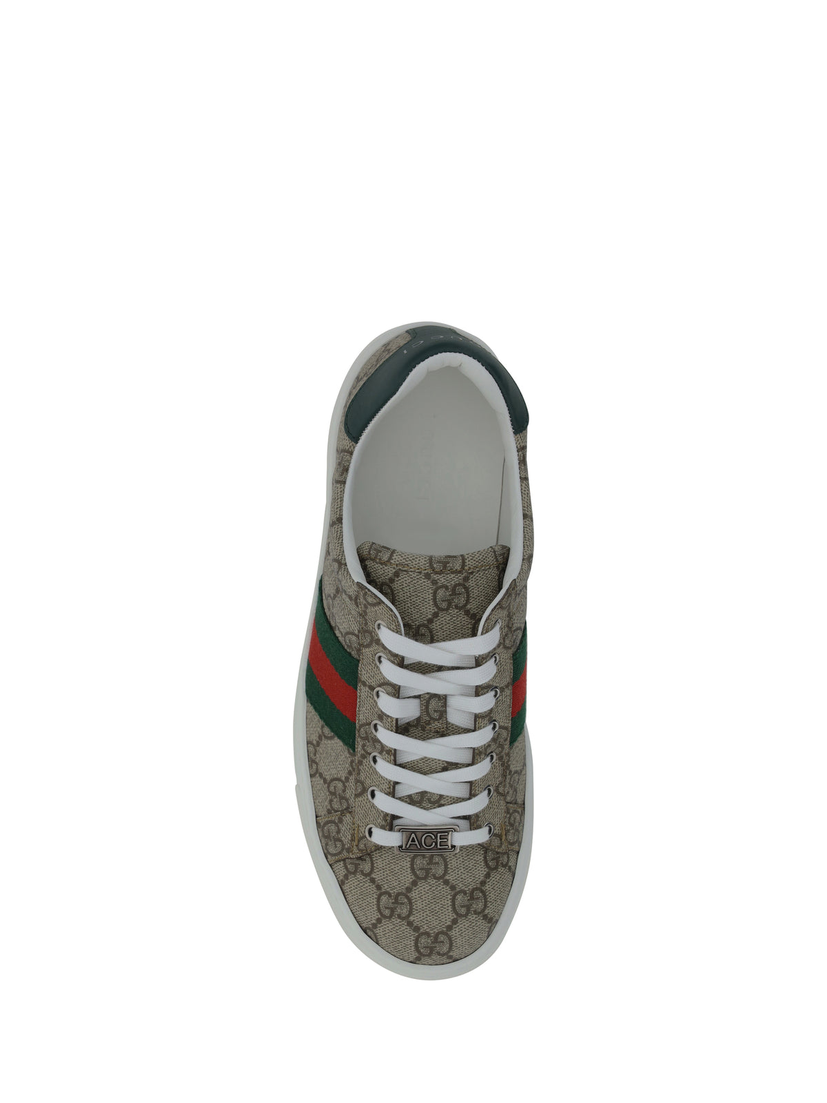 Gucci Sneakers with GG monogram and Web detail - Bei-Ebony/Vrv/Green