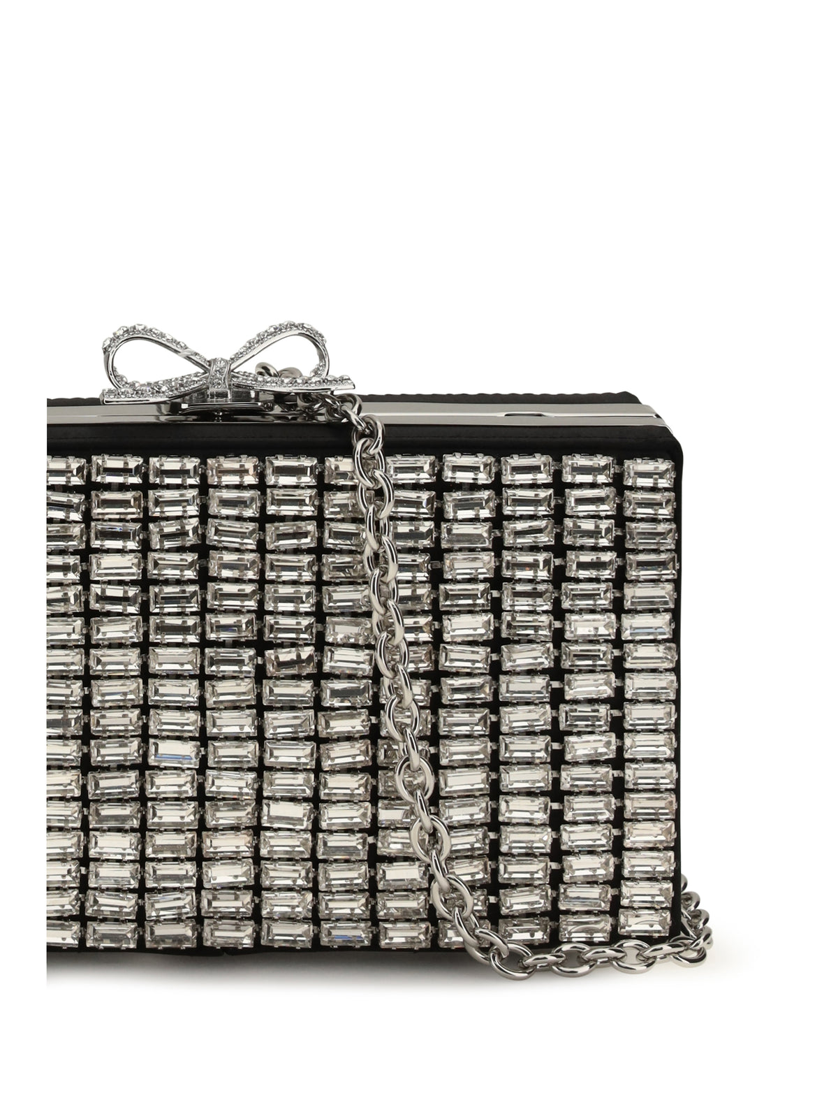 Self-Portrait Crystal chainmail Clutch - Silver