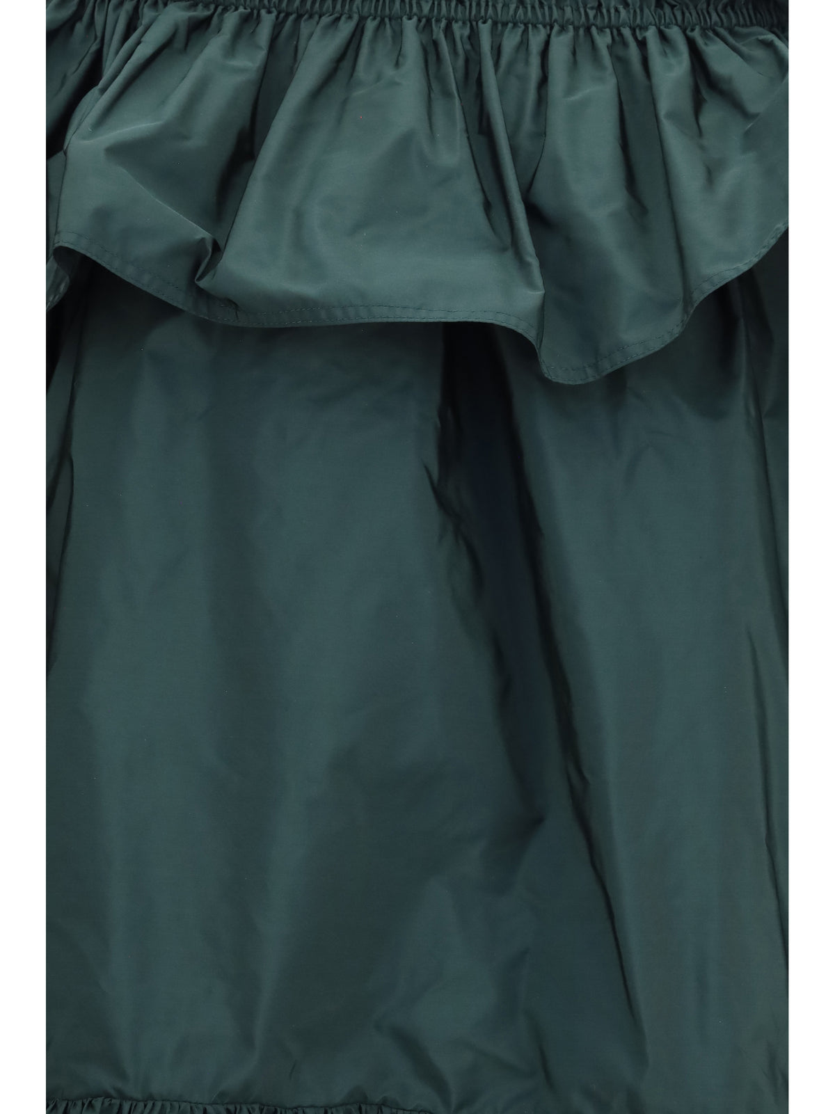 Saint Laurent Ruffled Nylon Poplin Dress - Vert Fonce