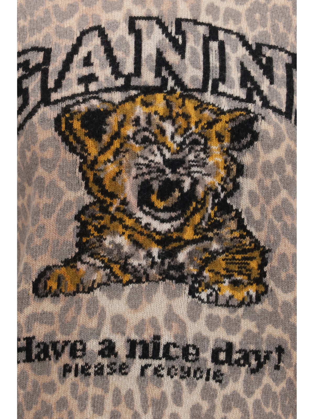 Ganni Tiger-print Sweater - Almond Milk