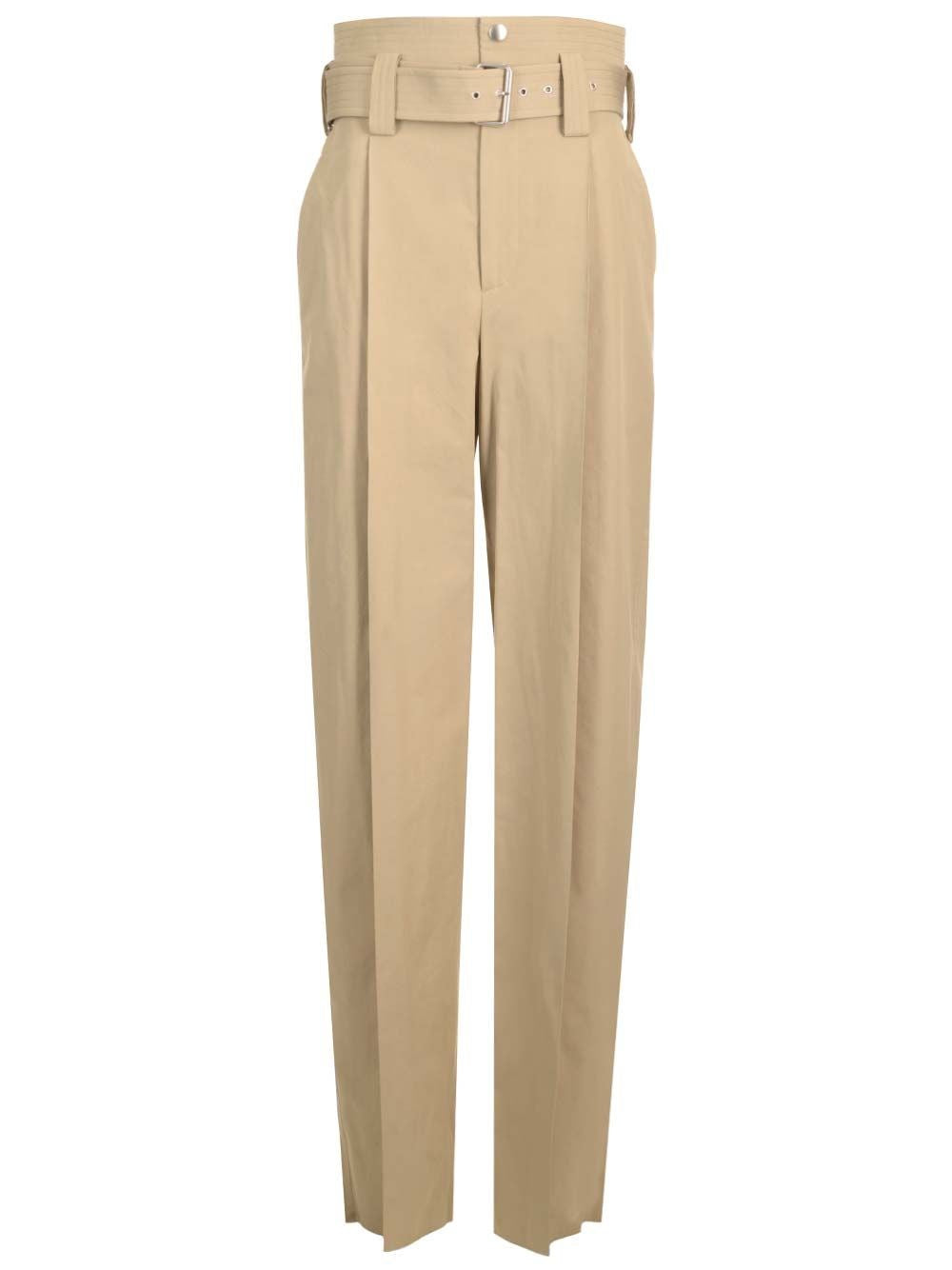 Bottega Veneta High-Waisted Pants With Belt - Beige