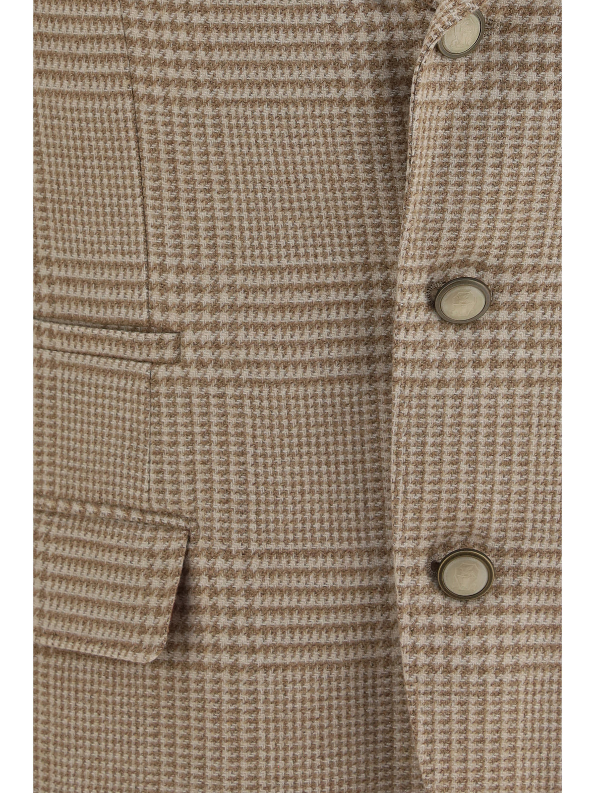 Brunello Cucinelli Single breasted checked Blazer - Camel
