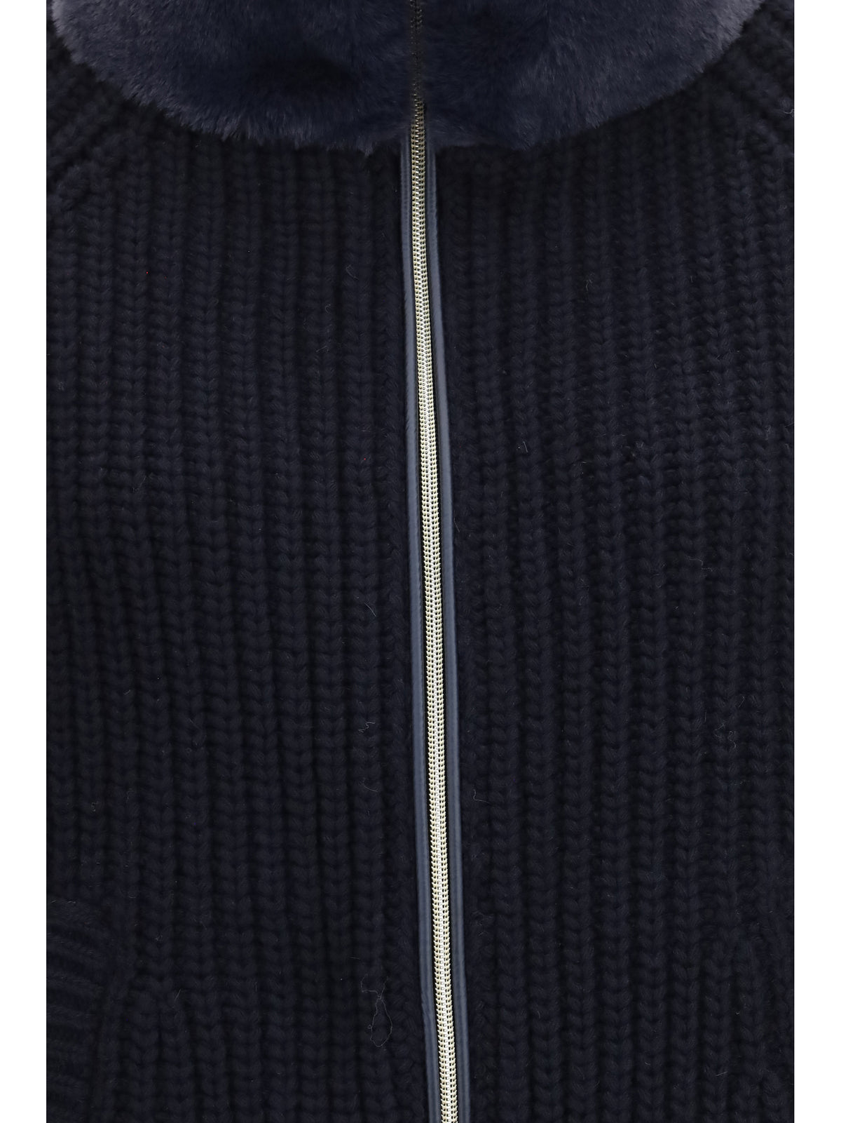 Herno High-neck fur Jacket - Blue Navy