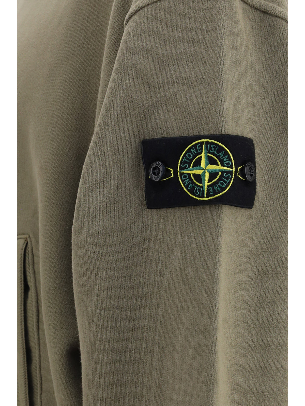 Stone Island Hooded Sweatshirt with front pocket - Military Green