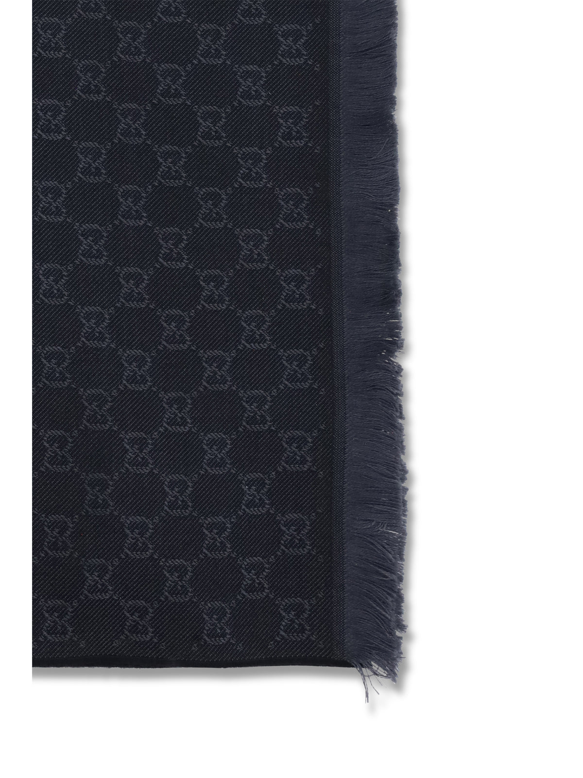 Gucci GG Supreme embroidered wool Scarf - Black/Light Grey