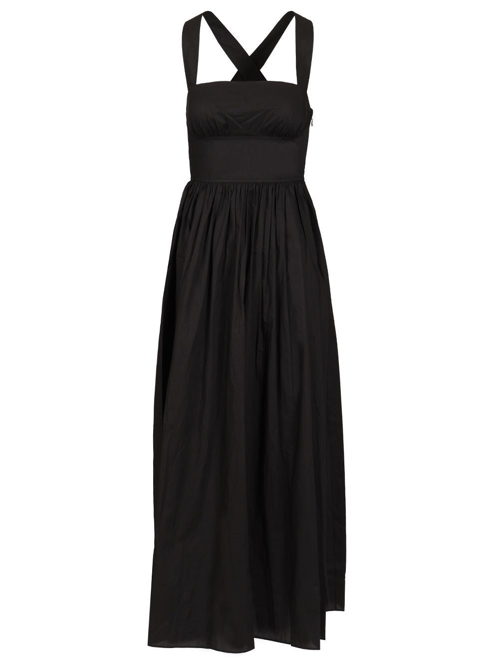 Matteau Midi Dress With Crossed Shoulder Straps On The Back - Black
