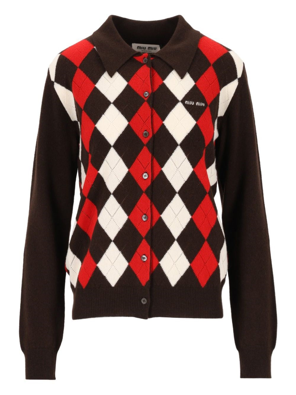 Miu Miu Argyle Cardigan - Brown