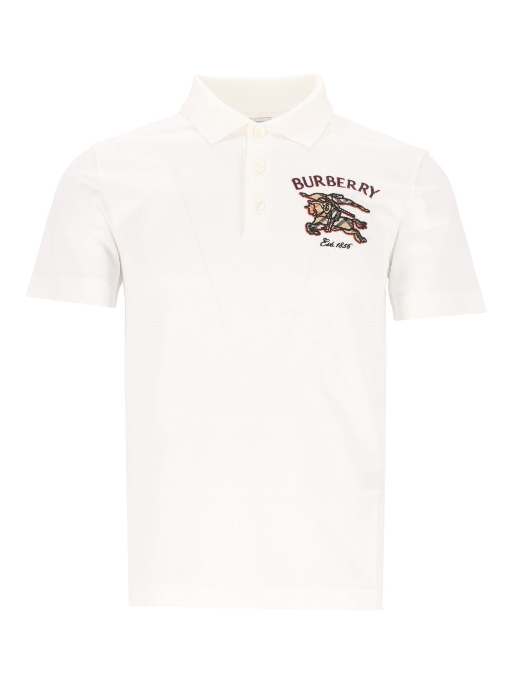 Burberry Cotton Polo Shirt With Knight Check - White
