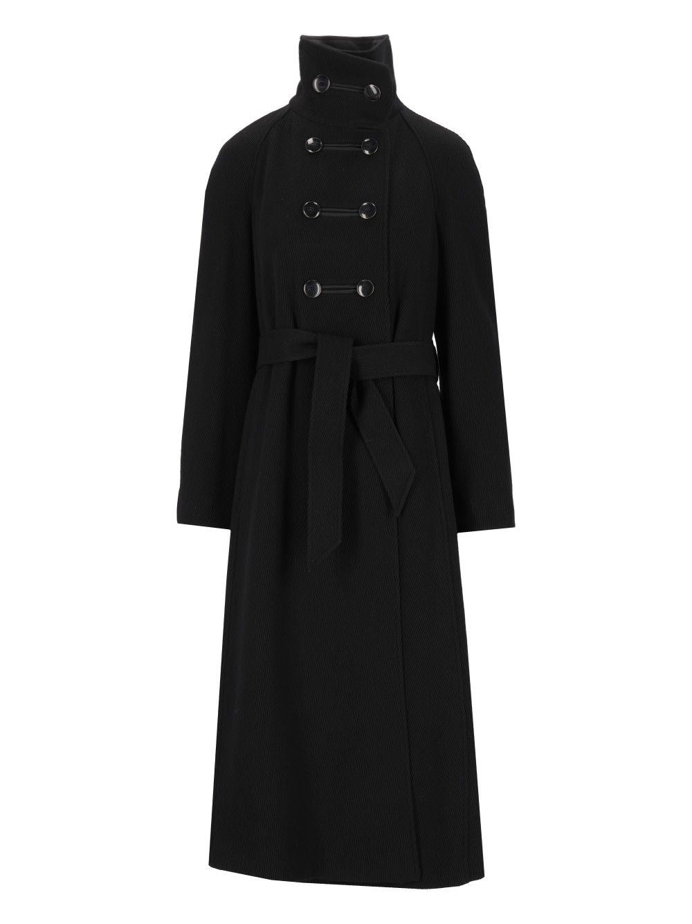 Emporio Armani Double-Breasted Coat - Black