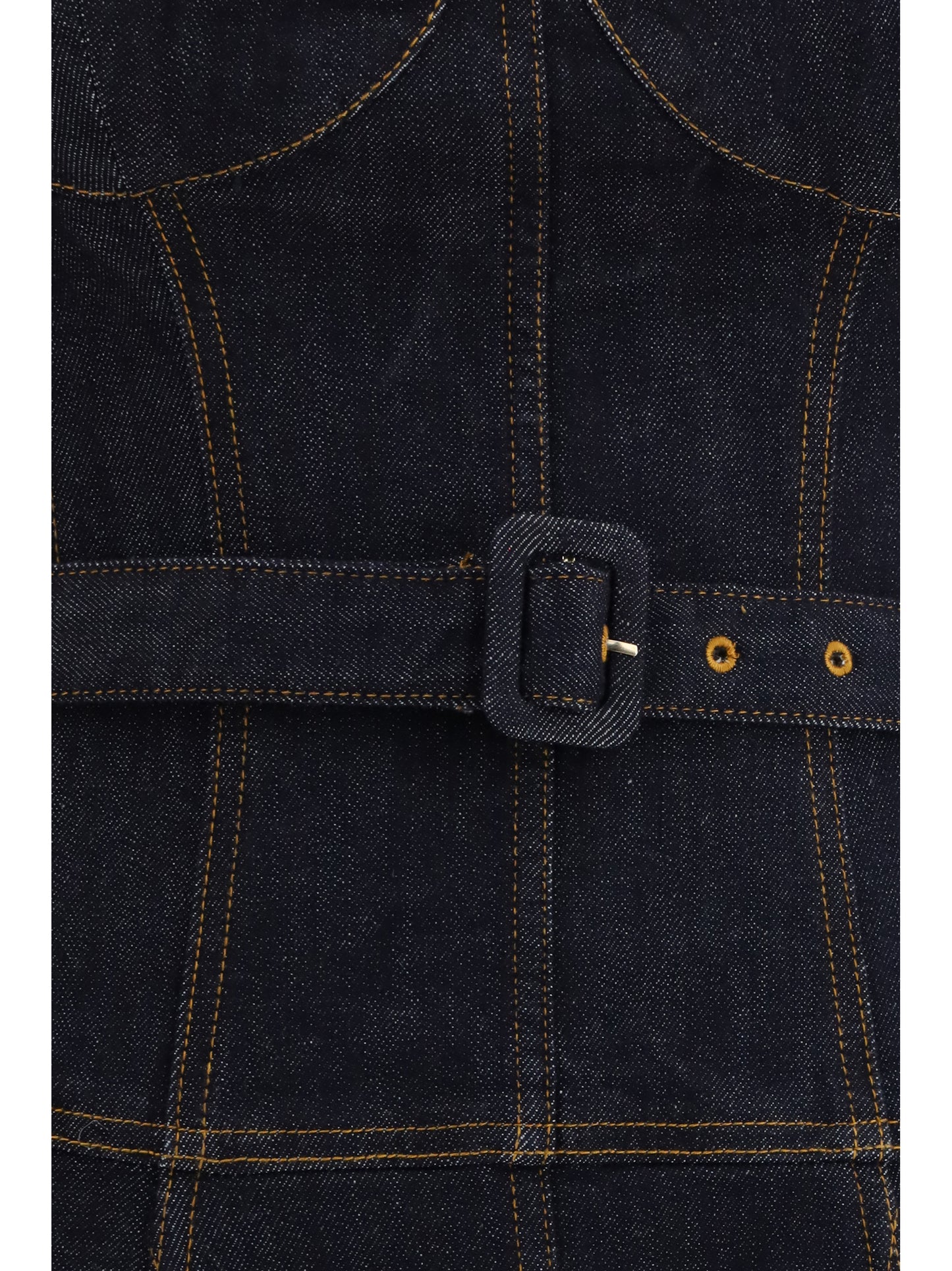 SELF-PORTRAIT Denim flared midi Dress