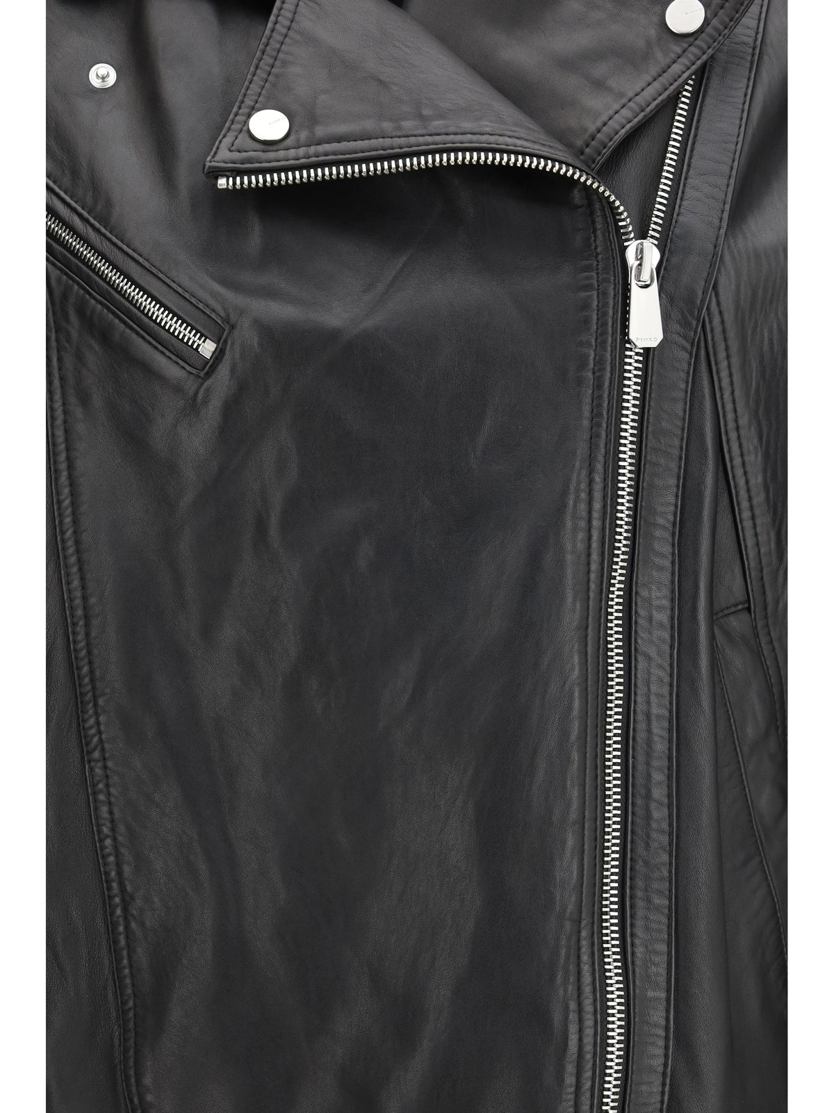 Pinko Leather biker Jacket - Black Limousine
