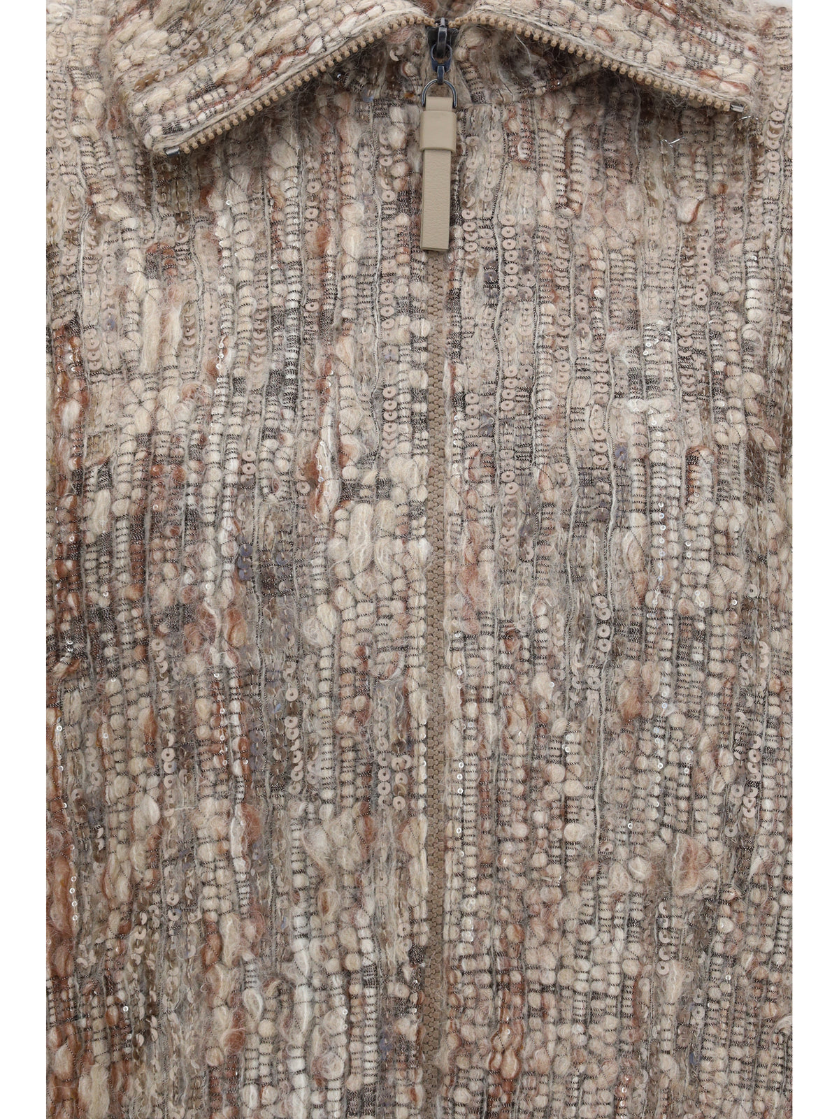 Brunello Cucinelli Perforated zip Cardigan - Beige Multi